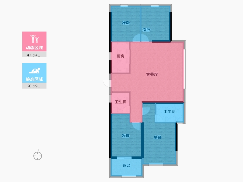 福建省-福州市-三盛雅居乐璞悦长滩-98.40-户型库-动静分区