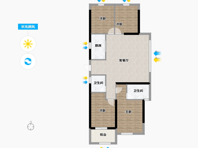 福建省-福州市-三盛雅居乐璞悦长滩-98.40-户型库-采光通风