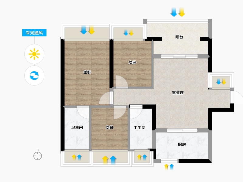 广东省-深圳市-花样年·好时光-67.02-户型库-采光通风