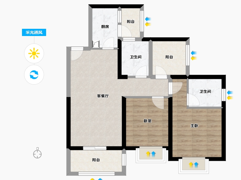 广东省-深圳市-半山悦海花园​-71.20-户型库-采光通风