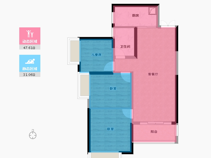 河南省-郑州市-泰宏建业国际城​-69.64-户型库-动静分区