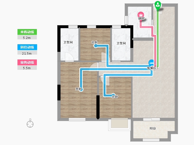 福建省-福州市-万科紫台-84.00-户型库-动静线