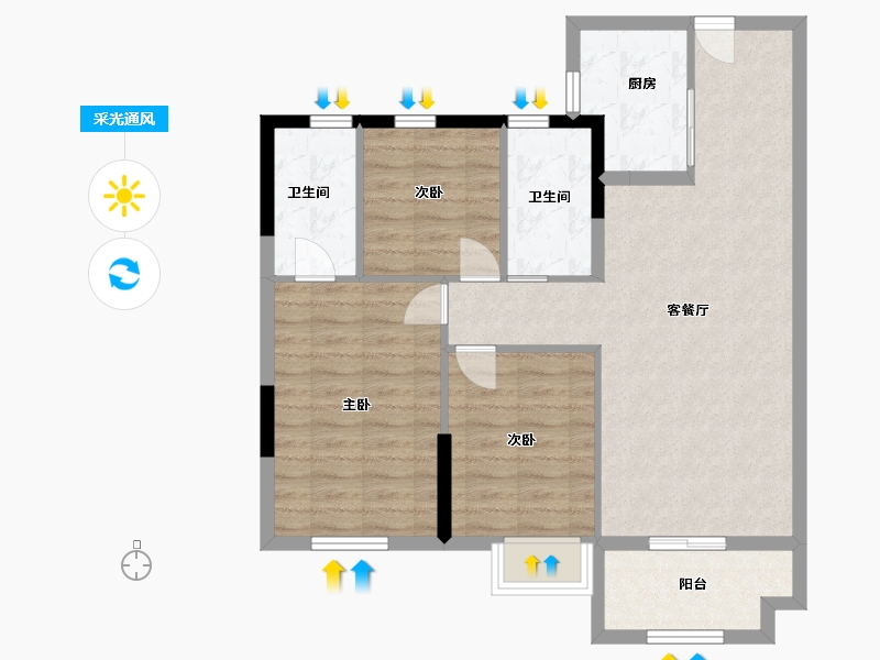 福建省-福州市-万科紫台-84.00-户型库-采光通风