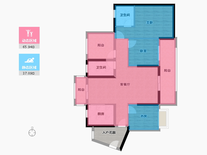 广东省-深圳市-振业时代花园-96.63-户型库-动静分区