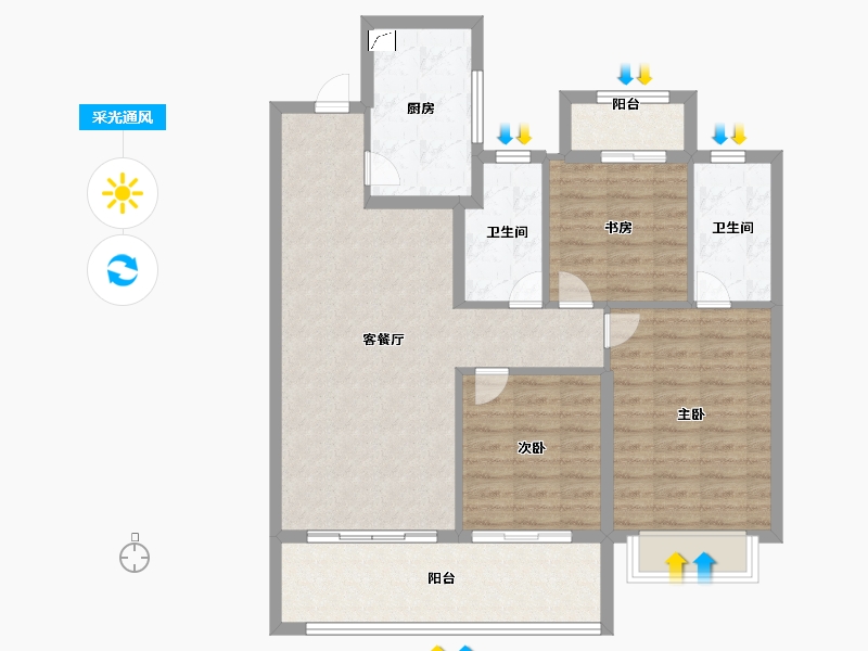 山东省-济南市-中国铁建梧桐天樾-95.00-户型库-采光通风