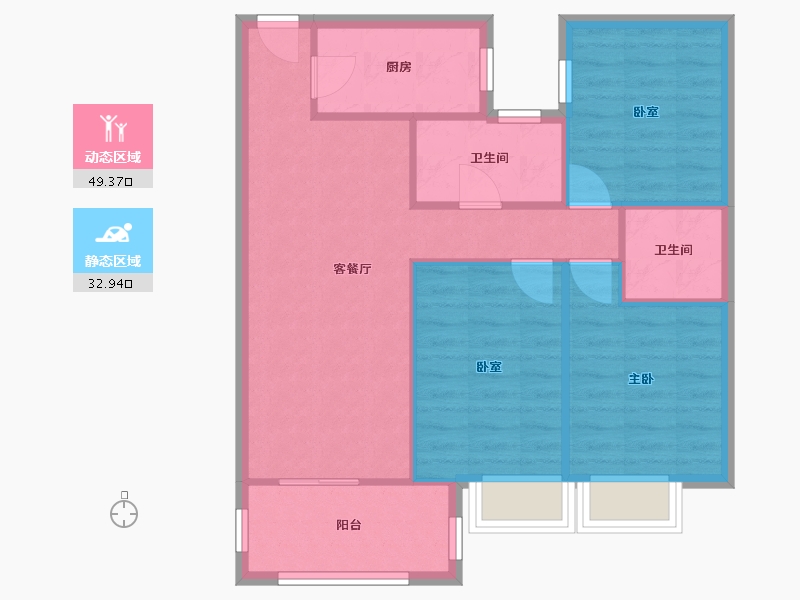 福建省-福州市-融信双杭城朗庭-80.00-户型库-动静分区