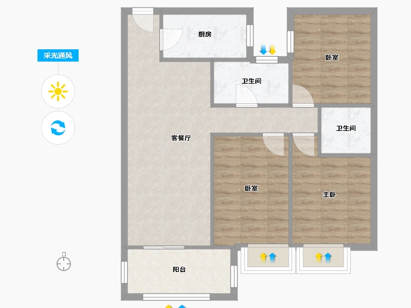 福建省-福州市-融信双杭城朗庭-80.00-户型库-采光通风