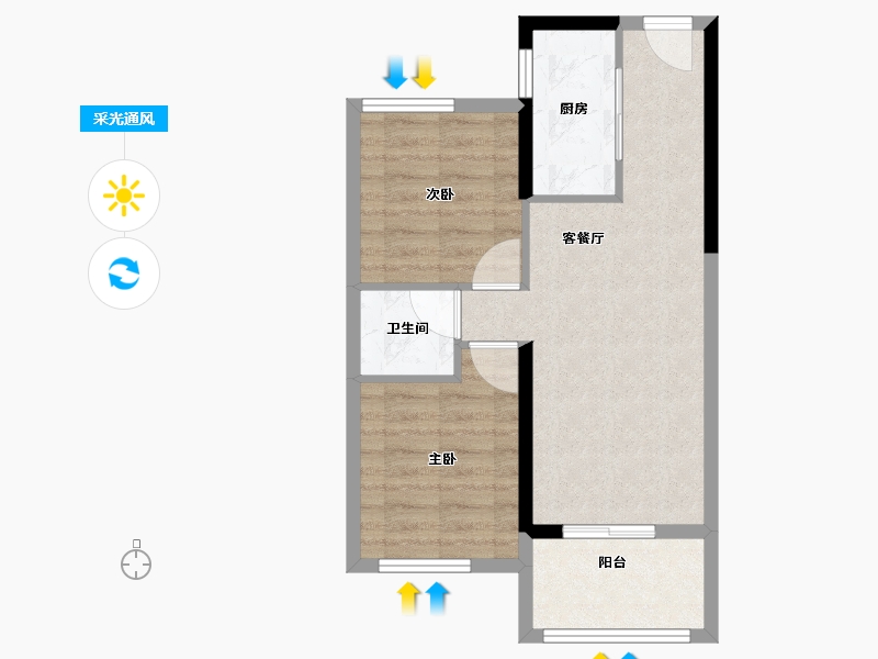 福建省-福州市-三盛雅居乐璞悦长滩-54.40-户型库-采光通风