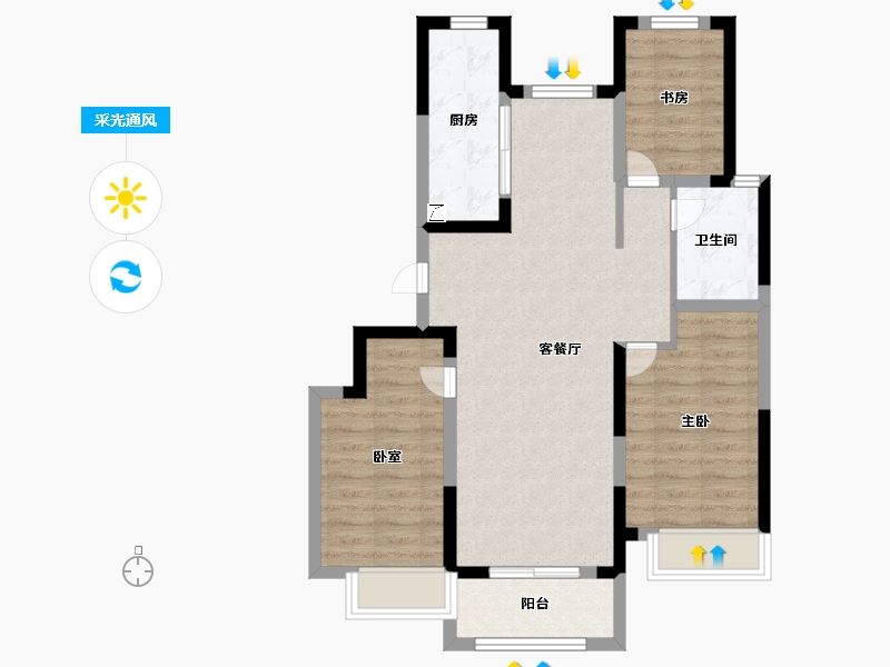 山东省-济南市-中国铁建花语拾光-75.99-户型库-采光通风