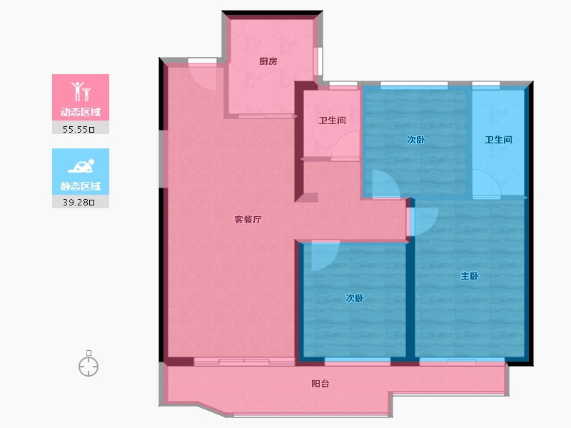 河南省-郑州市-万科翠湾中城​-85.50-户型库-动静分区