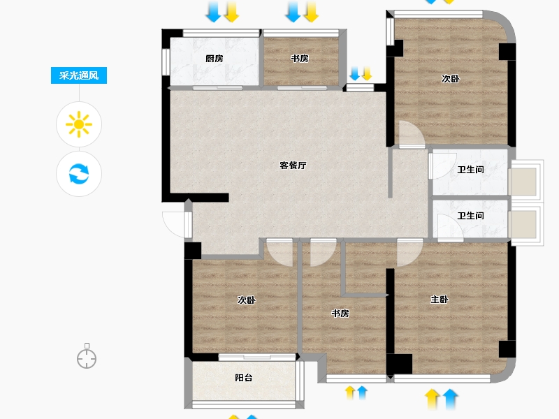 福建省-福州市-武夷澜庭-94.00-户型库-采光通风