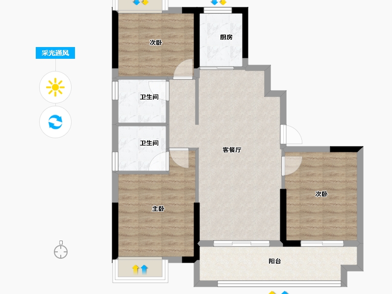 福建省-福州市-建总领筑-80.80-户型库-采光通风