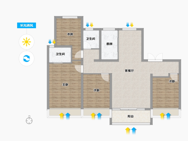 山东省-济南市-越秀麓端府-114.00-户型库-采光通风