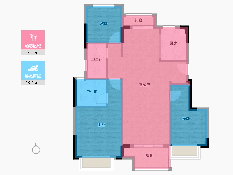 重庆-重庆市-华发四季半岛-83.00-户型库-动静分区