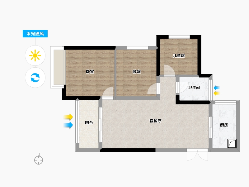 河南省-郑州市-泰宏建业国际城​-69.61-户型库-采光通风