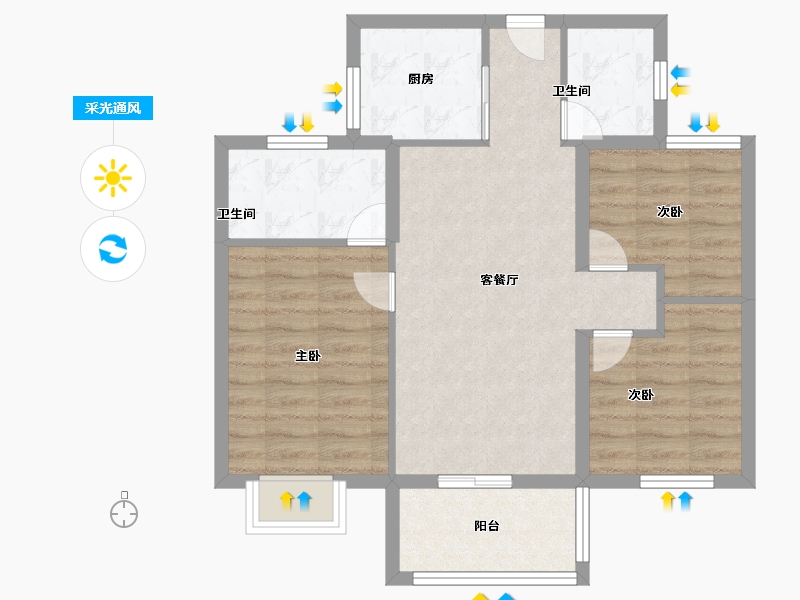 福建省-福州市-大唐书香世家尚境-70.40-户型库-采光通风