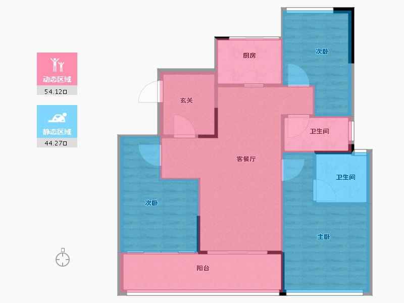 福建省-福州市-绿城大广文澜明月-90.40-户型库-动静分区