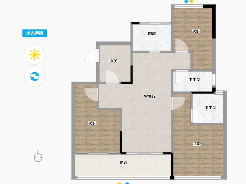 福建省-福州市-绿城大广文澜明月-90.40-户型库-采光通风