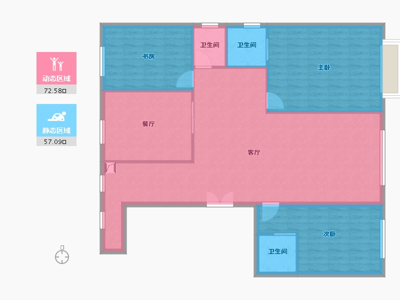 内蒙古自治区-鄂尔多斯市-维邦·九五梦园-130.00-户型库-动静分区