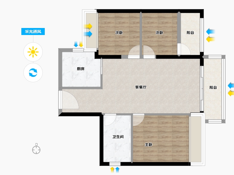 广东省-深圳市-笋岗中心万象华府-79.47-户型库-采光通风