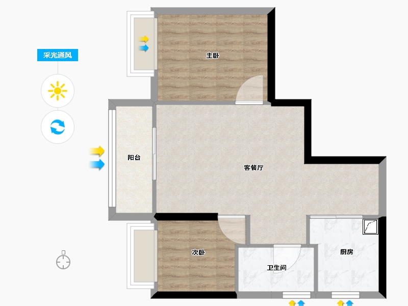 广东省-深圳市-华润笋岗中心万象华府-62.45-户型库-采光通风