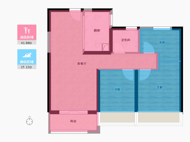 河南省-郑州市-裕华城书香苑-67.83-户型库-动静分区