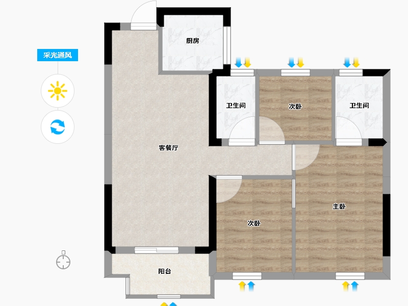 福建省-福州市-贵安新天地-68.92-户型库-采光通风