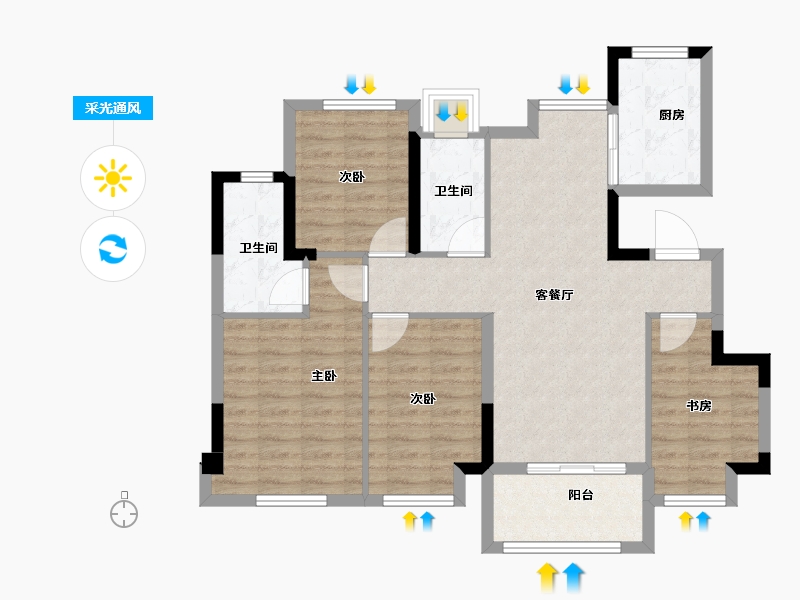 福建省-福州市-国贸凤凰原-88.00-户型库-采光通风