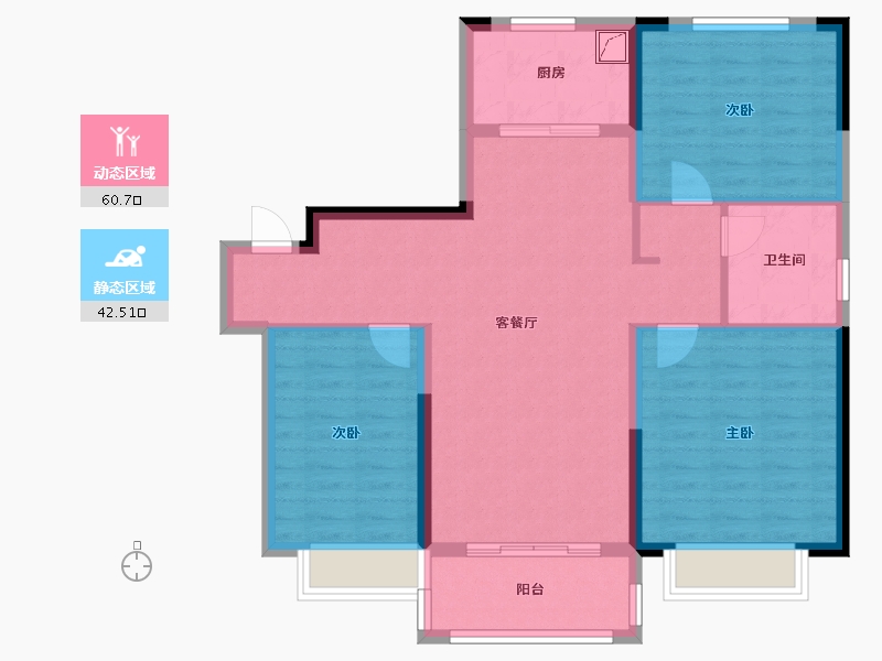 山东省-济南市-碧桂园梧桐书院-92.80-户型库-动静分区