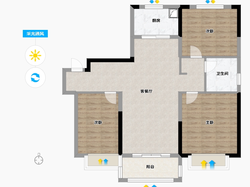 山东省-济南市-碧桂园梧桐书院-92.80-户型库-采光通风