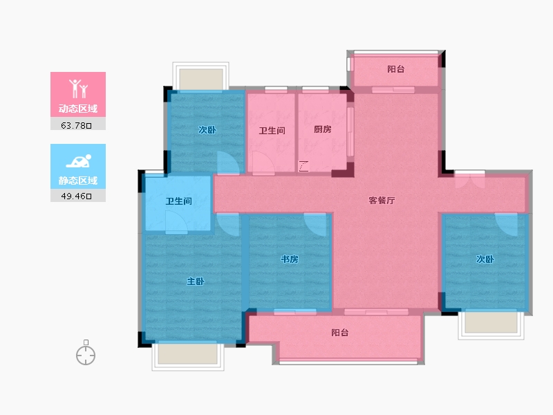 湖北省-襄阳市-雅居乐-102.00-户型库-动静分区