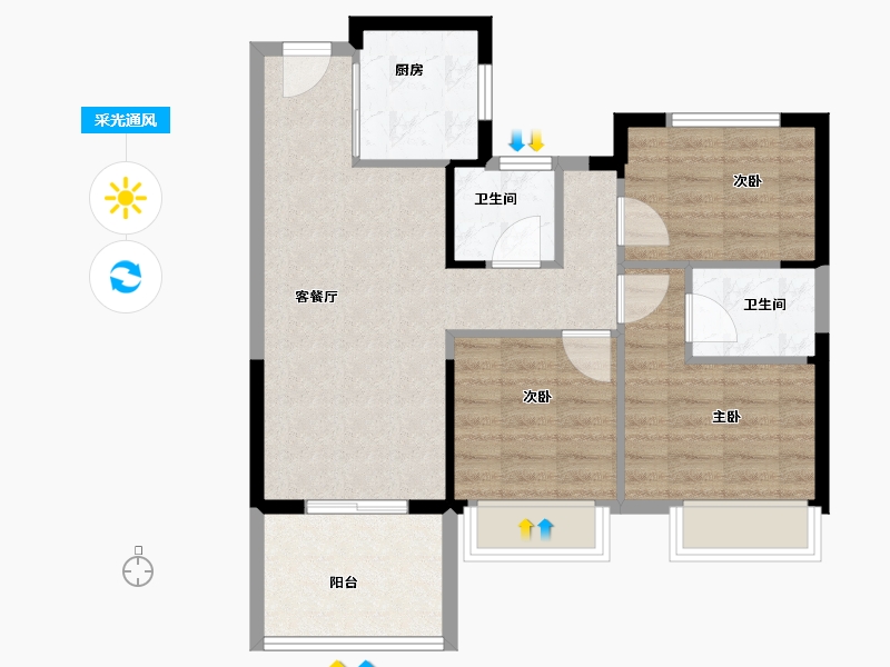 福建省-福州市-榕发翰林壹号-71.20-户型库-采光通风