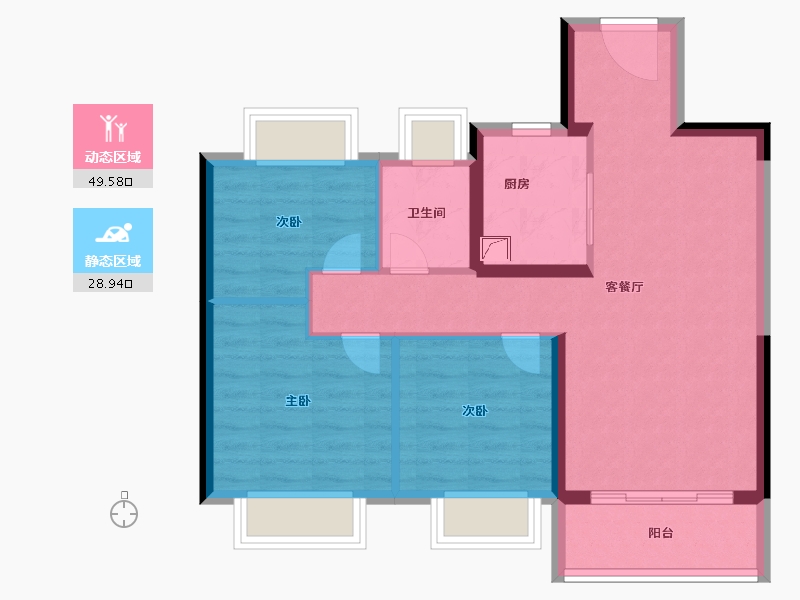 湖北省-武汉市-金科桃湖美镇-70.00-户型库-动静分区