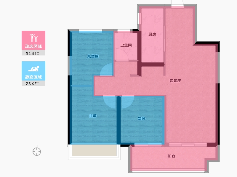 河南省-郑州市-金科旭辉滨河赋​-71.38-户型库-动静分区