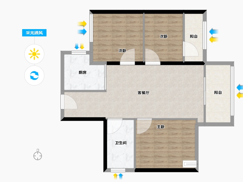 广东省-深圳市-华润笋岗中心万象华府-88.41-户型库-采光通风