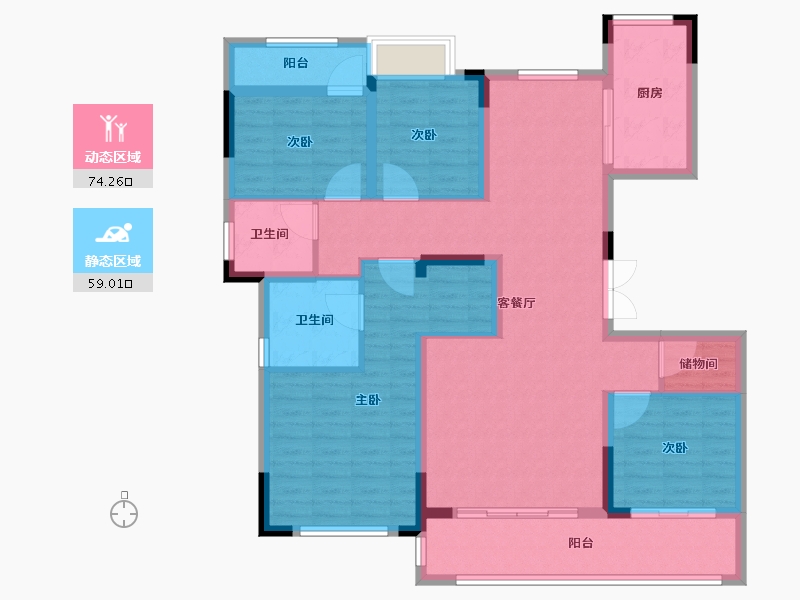 福建省-福州市-绿城海棠映月-119.21-户型库-动静分区