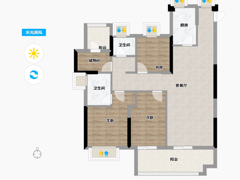 福建省-福州市-阳光城融侨榕心锦江-88.02-户型库-采光通风