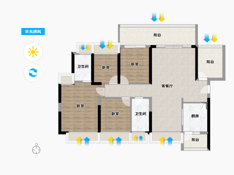 广东省-惠州市-碧桂园城央印象-108.96-户型库-采光通风