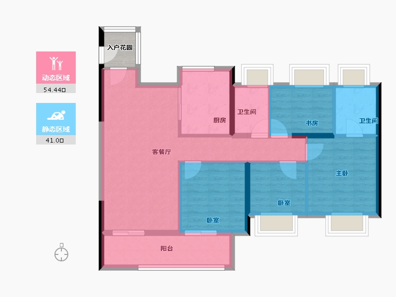 福建省-福州市-龙湖盛天春江天越-88.10-户型库-动静分区