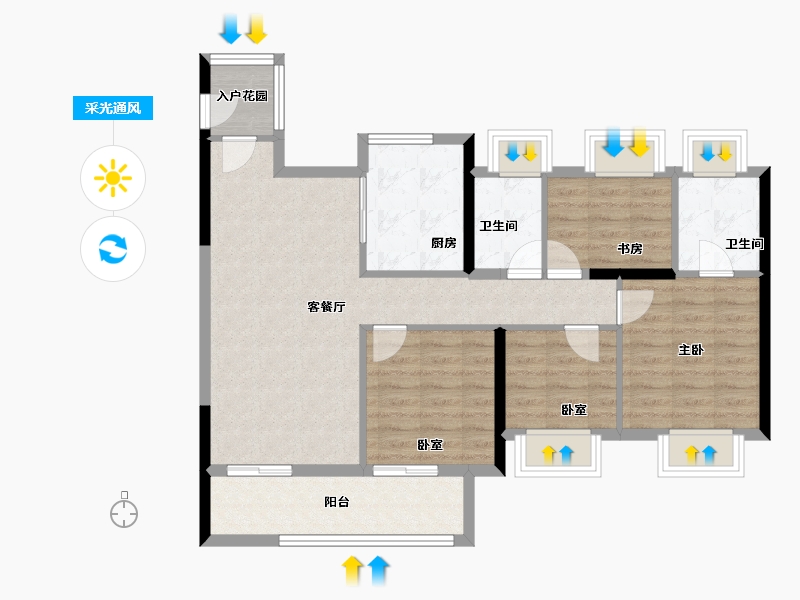 福建省-福州市-龙湖盛天春江天越-88.10-户型库-采光通风