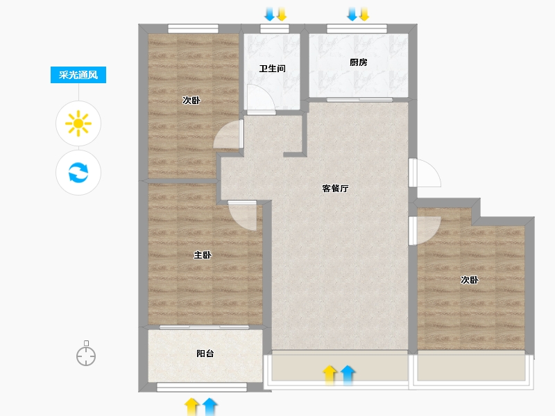 山东省-东营市-众凯学府-90.00-户型库-采光通风