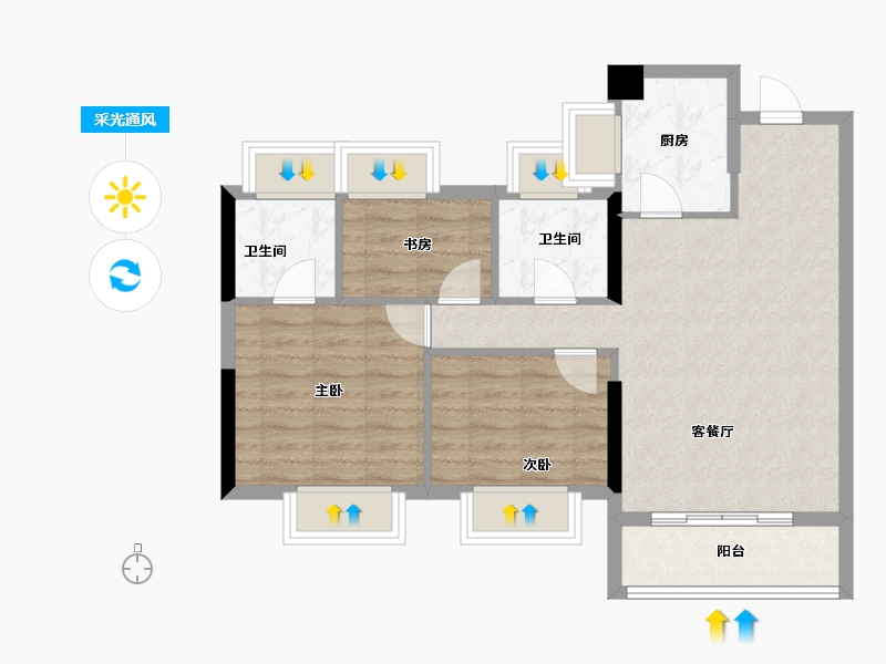 福建省-福州市-阳光城融侨榕心锦江-71.20-户型库-采光通风