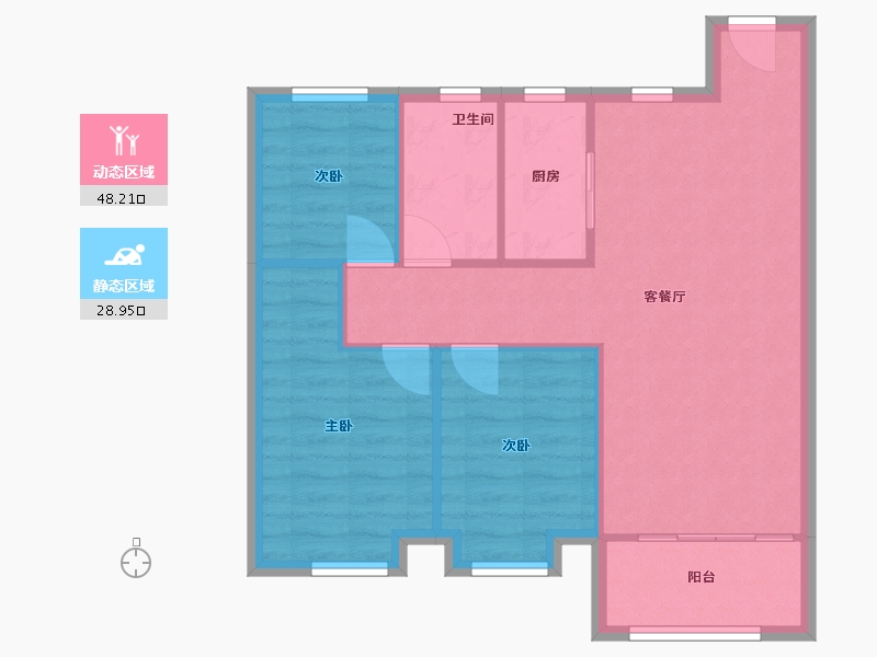 湖南省-长沙市-阳光城翡丽云邸-70.00-户型库-动静分区