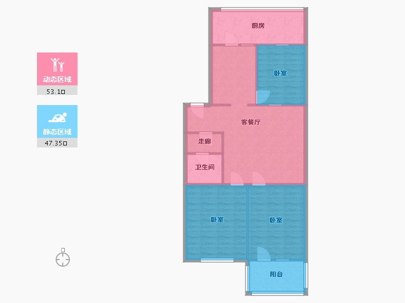 山西省-太原市-迎泽区引黄小区-89.33-户型库-动静分区