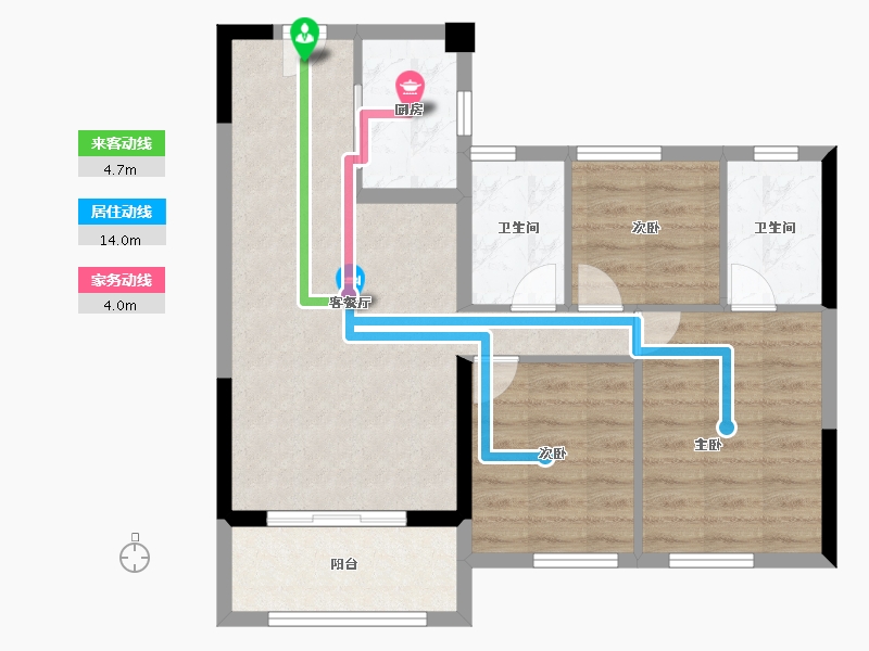 福建省-福州市-象屿美的公园天下-71.16-户型库-动静线