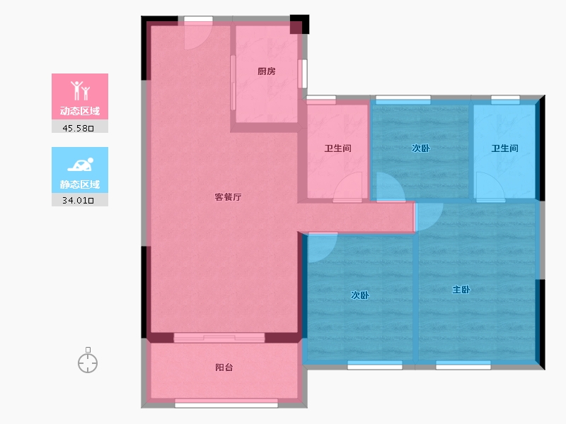 福建省-福州市-象屿美的公园天下-71.16-户型库-动静分区