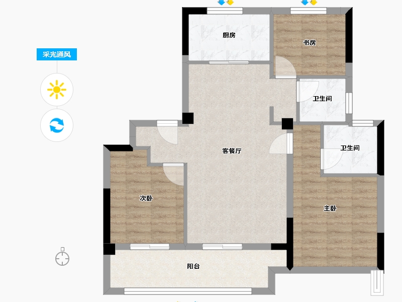 浙江省-绍兴市-中南漫悦湾-80.00-户型库-采光通风