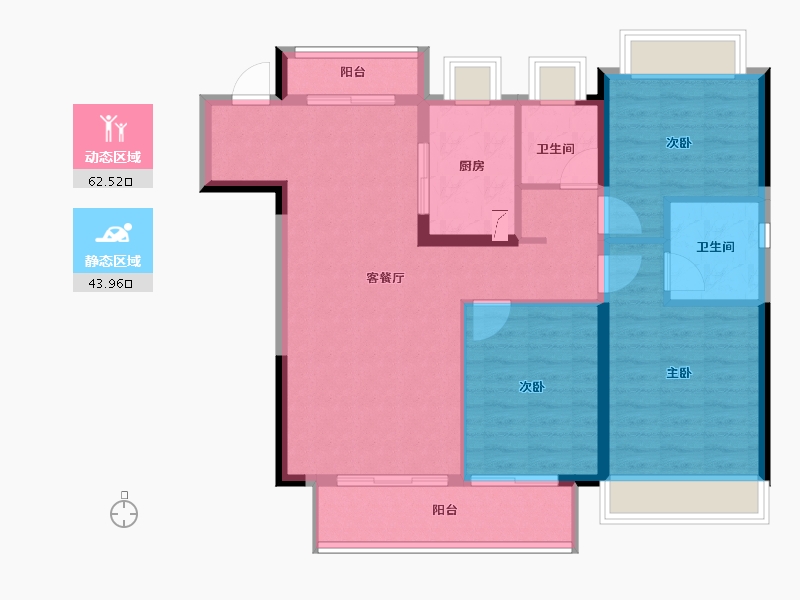 湖北省-武汉市-金科桃湖美镇-96.00-户型库-动静分区