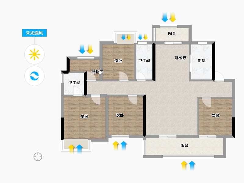 湖南省-长沙市-春晖花园-130.00-户型库-采光通风