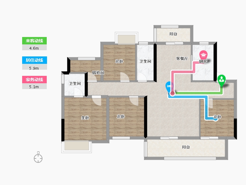 湖南省-长沙市-春晖花园-130.00-户型库-动静线